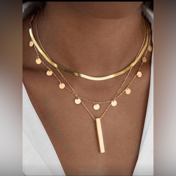 Elegant Gold Layered Necklace Set - Picture 1 of 3